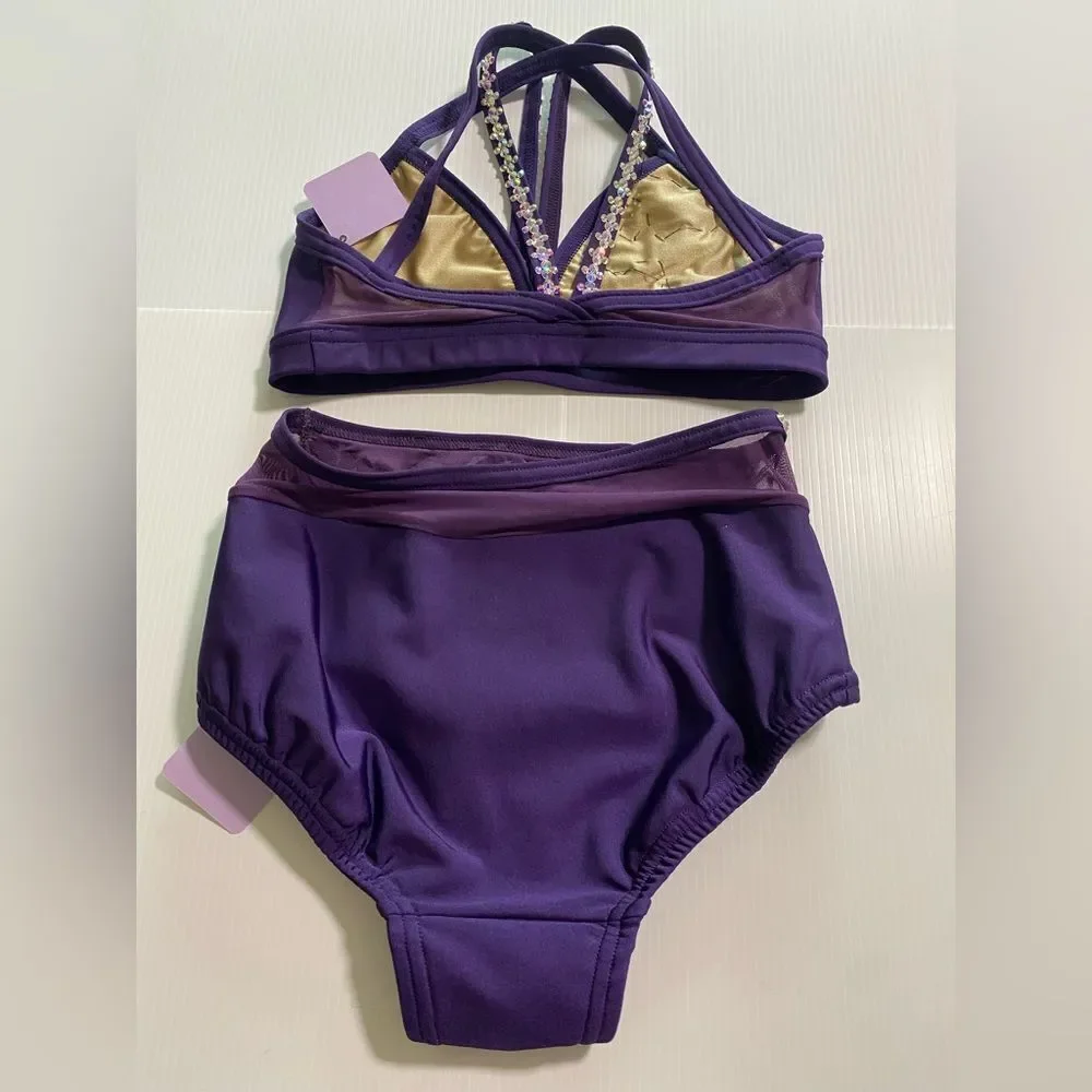Custom solo dance convention contemporary costume 2 piece purple MA adult NEW